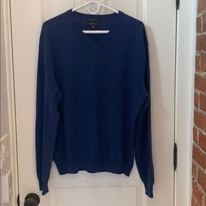 100% Cashmere Men’s V-neck Sweater L blue